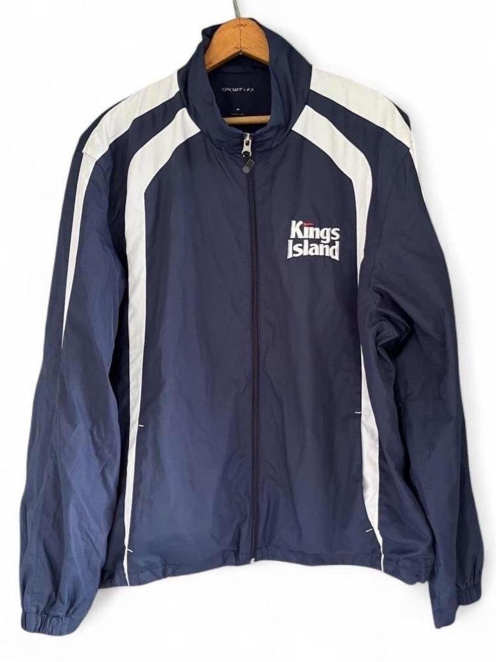 Vintage Kings Island Sport-Tek Windbreaker Jacket Navy Blue Logo Medium